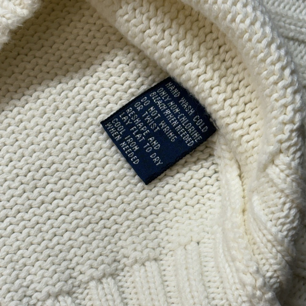 Vintage '80s Polo Ralph Lauren Beige Ivory 100% Cotton Sweater Vest XXL - Picture 10 of 11